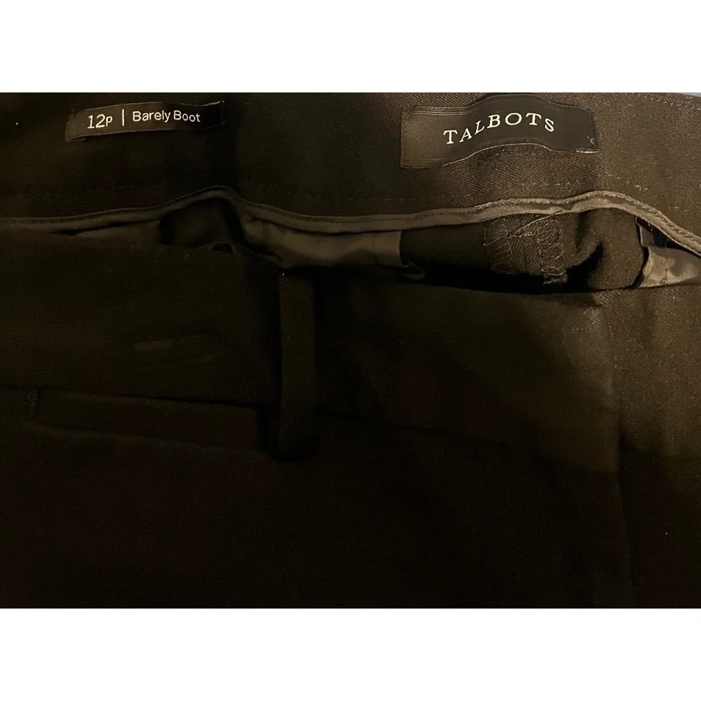 Talbots Womens 12P Barely Boot Black Dress Pants Petite Stretch Career‎ Trousers